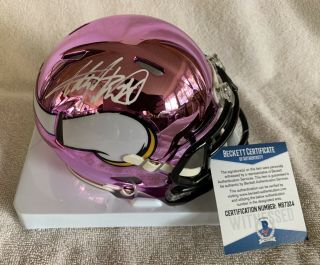 Adrian Peterson Signed Minnesota Vikings Chrome Mini Helmet Beckett Bas Cert