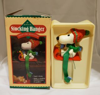 Vintage Hallmark Peanuts Gang Snoopy Woodstock Christmas Stocking Hanger 1984