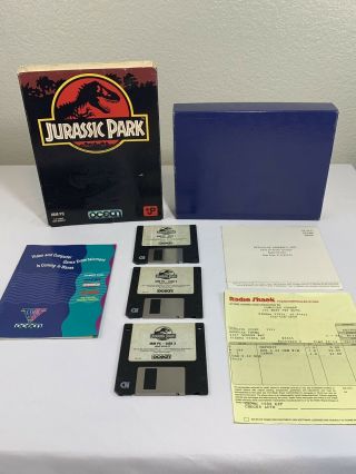 Vintage 1993 Jurassic Park 3.  5” Disk Pc Computer Box Game Ocean Ibm 386 33 Mhz