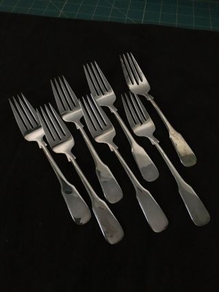 International 1810 - Seven Sterling Silver Salad Dessert Forks 6 3/8 " No Mono Euc