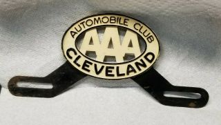 Antique Aaa Cleveland Automobile Club Car License Plate Topper Great Shape.