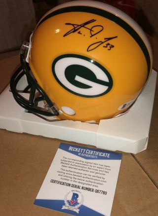 Aaron Jones Green Bay Packers Signed Autographed Mini Hemet Beckett