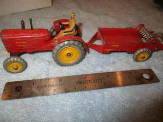 Vintage Dinky 300 - 321 Massey Harris Tractor - Red & Yellow With Driver 1:43 ?