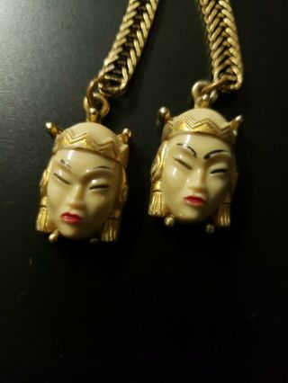 Selro Selini Asian Princess Gold Tone Bolo Lariat Slide Necklace Vintage 1950s 3