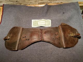 Antique Old Early Marked Buffalo Wyo.  Leather Cowboy Horse Saddle Bags 1800 