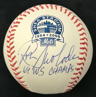 Ron Swoboda (mets) Signed " 69 W.  S.  Champs " Shea Stadium Final Season Baseball