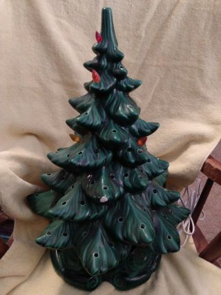 Vintage Atlantic Mold Ceramic Light Up Christmas Holiday Tree 16 "