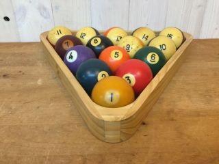 Vintage Pool Billiard Balls Regulation No Cue Ball 2 - 1/4 " Or 2.  25 " Full Set Rack