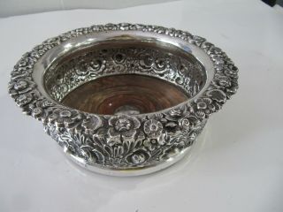 Ornate English Antique Large Unique Sterling Silver Bowl 6 3/4 " From 1850