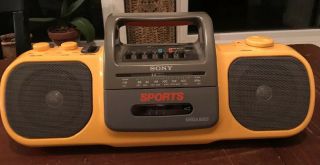 Vintage Sony Sport Radio Cassette Player Boombox Yellow Cfs 904 Mega Bass