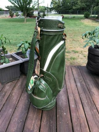 Vintage Green Leather Golf Bag Matching Club Covers Xp270 By Mcgregor
