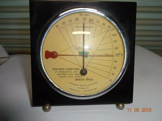 Humidity & Temperature Gauge Middlebury Electric Clock Graphic Green Area Vtg