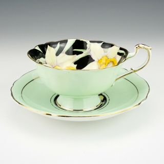 Vintage Paragon China Daffodil Painted Cabinet Cup & Saucer - Art Deco 3