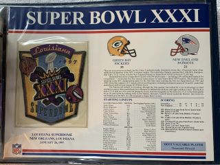 OFFICIAL NFL BOWL XXXI PATCH - GREEN BAY PACKERS ENGLAND PATRIOTS 2