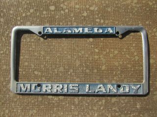 Vintage Alameda Morris Landy Dealership Holder License Frame Tag Old