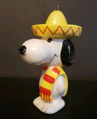 Vintage Peanuts Mexico Snoopy Porcelain Ornament Figurine
