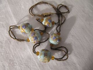 Vintage Venetian Glass Trade Bead Necklace Pale Duck Egg Blue