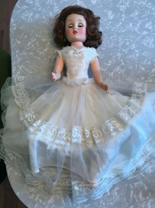 Vintage All Orig American Character 19” Toni Bride Doll In Clothes: Gown