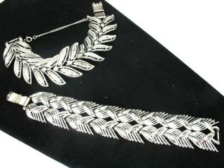 Two (2) Vintage Signed Coro Pegasus Silver Tone Bracelets/bracelet Pair
