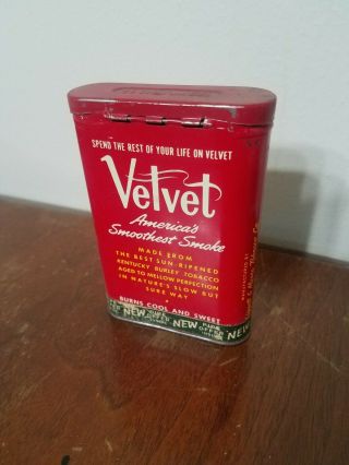 Vintage Velvet Pipe And Cigarette Smoking Tobacco Pocket Tin 2