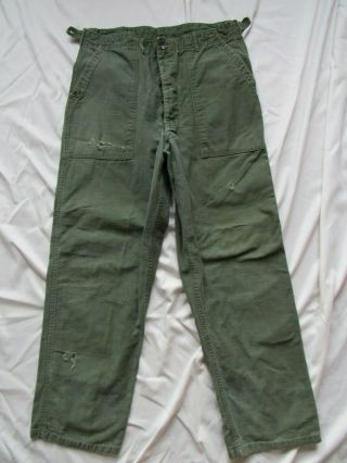 Vtg 50s 60s Us Army Og 107 Button Fly Utility Fatigue Pants 34x31 Cargo Military