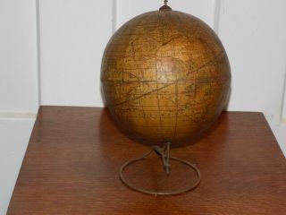 Vintage 6 Inch Paper World Globe On Metal Wire Stand 1940’s
