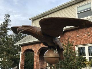 Vintage Antique Copper Eagle Weathervane With Large Copper Ball