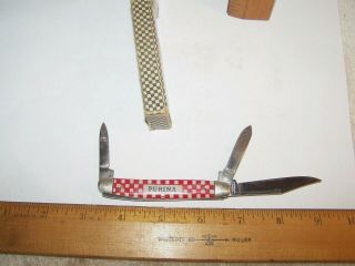 Vintage Kutmaster Purina three blade folding knife,  vintage advertising 3