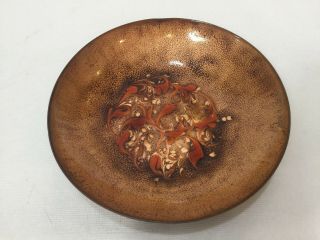 Vintage Enamel On Copper Art Bowl,  Signed By Artist,  7 1/4 " Diameter X 1 3/8 " H
