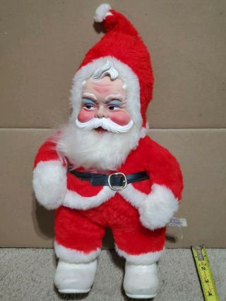 Vintage Christmas 17” Tall Rushton Star Creation Plush Rubber Face Santa