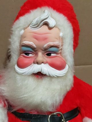 Vintage Christmas 17” Tall RUSHTON STAR CREATION Plush Rubber Face Santa 2
