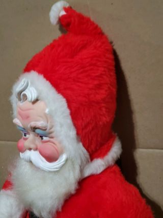 Vintage Christmas 17” Tall RUSHTON STAR CREATION Plush Rubber Face Santa 3