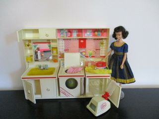 Vintage Barbie Doll House Furniture Laundry Center Licca Takara W Midge Doll