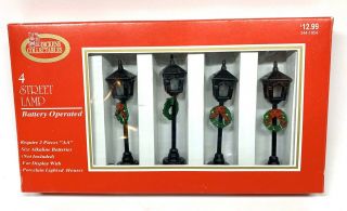Vintage Dickens Collectibles 4 Street Lamps Lighting Display Battery Operated