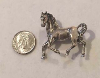 Vintage Beau Beaucraft Sterling Silver Figural 3d Derby Race Horse Pin Brooch