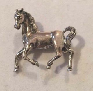 Vintage BEAU BEAUCRAFT Sterling Silver Figural 3D Derby Race Horse Pin Brooch 2