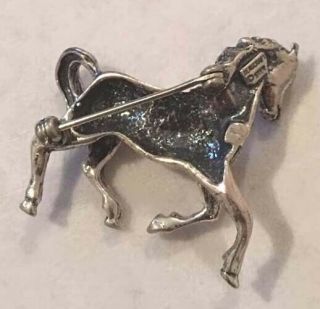 Vintage BEAU BEAUCRAFT Sterling Silver Figural 3D Derby Race Horse Pin Brooch 3