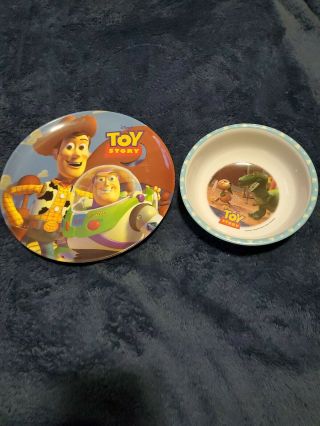 Vintage Toy Story Plate Bowl Zak Designs Buzz Woody Rex Slinky Dog Disney