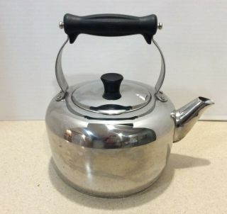 Vintage Great British Traditions Stainless Steel Tea Kettle Pot - 2 Quart