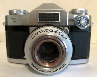 Carl Zeiss Ikon Contaflex Vintage 35mm Slr Film Camera Tessar F/2.  8 50mm W Case
