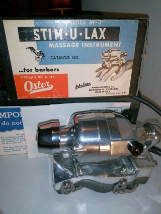 Vintage Oster Stim - U - Lax Professional Barber Massage Instrument Model M - 3