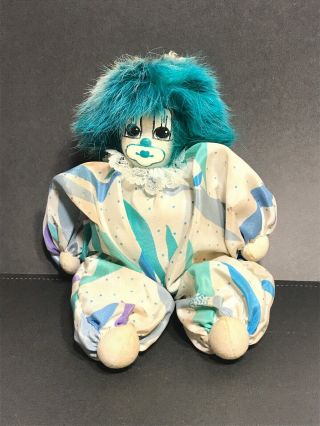 Rare Vintage Q - Tee Clown Blue Hand Made Hand Painted Ca 1987 With Tags