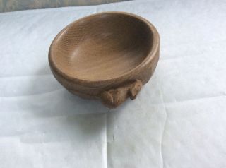 Rare Robert Thompson Mouseman Solid Carved Oak Nut Bowl Dish Kilburn Yorkshire