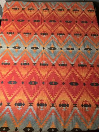 Vintage Southwestern Throw Blanket Made In Usa 66x88 Aztec Navajo Rio Grande