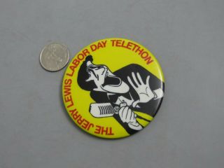 , / Jerry Lewis Labor Day Telethon - Hirschfeld Art Pin Back Button - Vintage