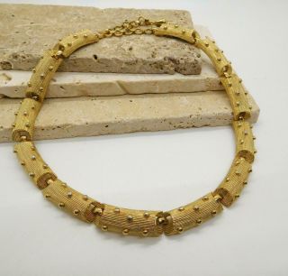 Vintage Signed Monet Mid - Century Modernist Gold Beaded Link Choker Necklace K18