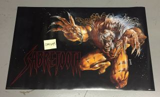 Vintage 1993 Sabretooth Poster Art By Mark Texeira 22x34 In.