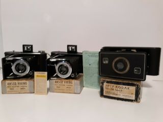 Vintage Jiffy - Kodak Six - 16 Series Ii Camera 2 Ansco Viking Cameras