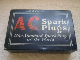 Vintage Ac Spark Plugs Metal Tin Storage Box With Lid Great Graphics