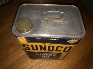 Vintage SUNOCO Mercury Made Motor Oil Can 2 Gallon Metal Can Sun Oil Co. 2